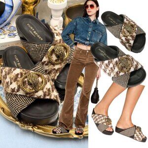 🆕 KURT GEIGER LONDON 🧿 NWOB Chelsea Drench Cross Strap Sandal, Brown Sz US 7